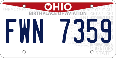 OH license plate FWN7359