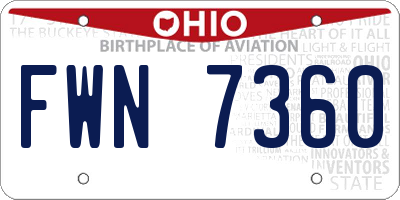 OH license plate FWN7360
