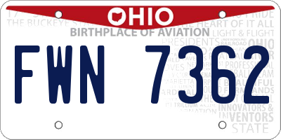 OH license plate FWN7362