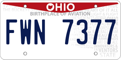 OH license plate FWN7377