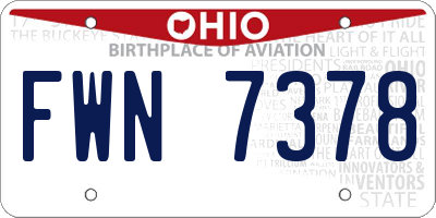 OH license plate FWN7378