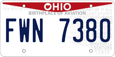 OH license plate FWN7380
