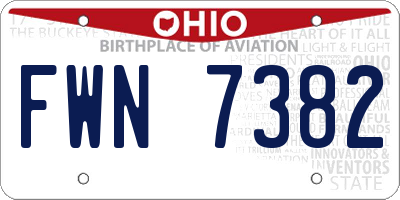 OH license plate FWN7382