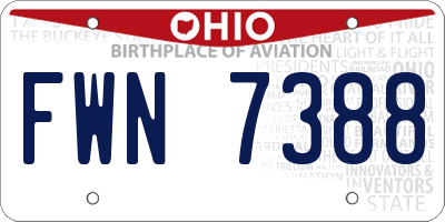 OH license plate FWN7388