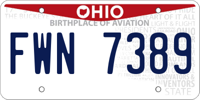 OH license plate FWN7389