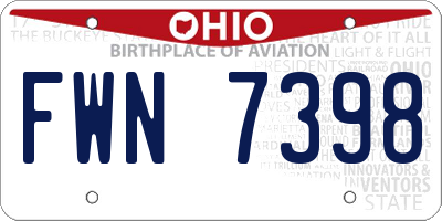 OH license plate FWN7398