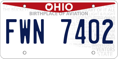 OH license plate FWN7402
