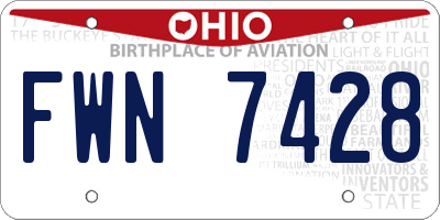 OH license plate FWN7428