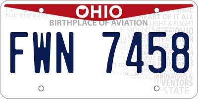 OH license plate FWN7458