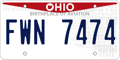OH license plate FWN7474