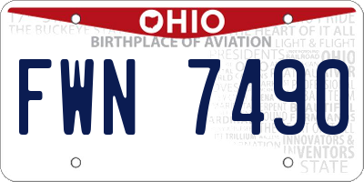 OH license plate FWN7490
