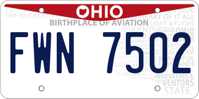 OH license plate FWN7502