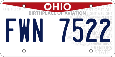 OH license plate FWN7522