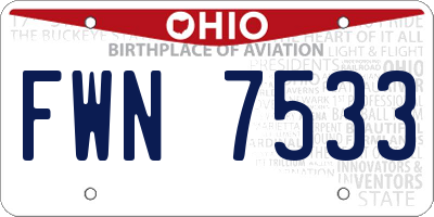 OH license plate FWN7533