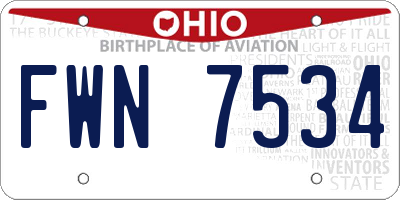 OH license plate FWN7534