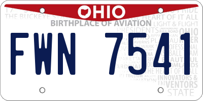 OH license plate FWN7541
