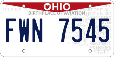 OH license plate FWN7545