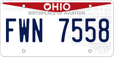 OH license plate FWN7558