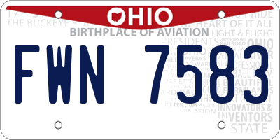 OH license plate FWN7583