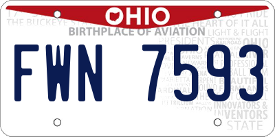 OH license plate FWN7593
