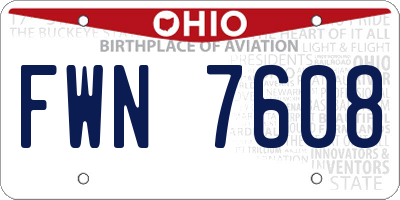 OH license plate FWN7608