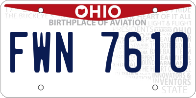OH license plate FWN7610