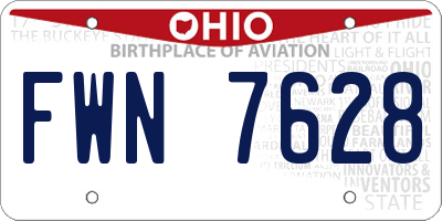 OH license plate FWN7628