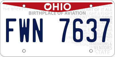 OH license plate FWN7637