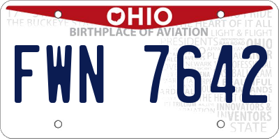OH license plate FWN7642