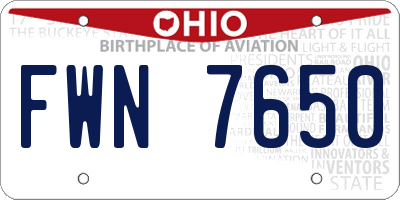 OH license plate FWN7650