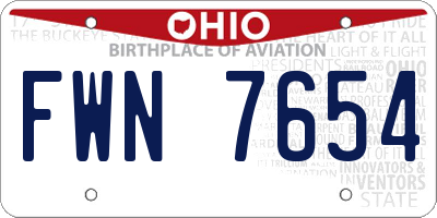 OH license plate FWN7654