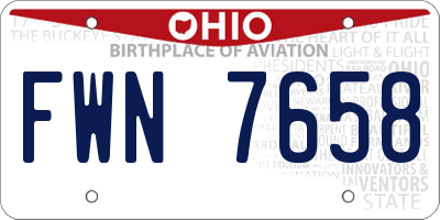 OH license plate FWN7658
