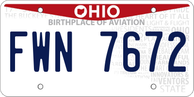 OH license plate FWN7672