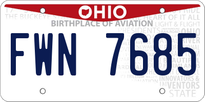 OH license plate FWN7685