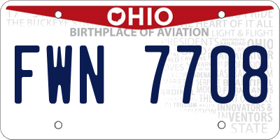 OH license plate FWN7708