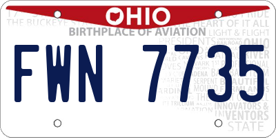 OH license plate FWN7735