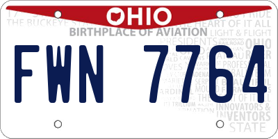 OH license plate FWN7764