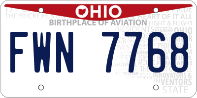OH license plate FWN7768