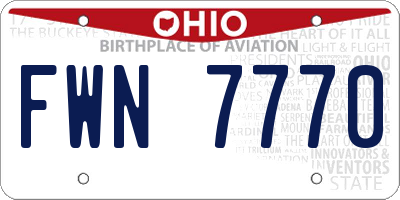 OH license plate FWN7770