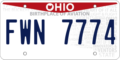 OH license plate FWN7774