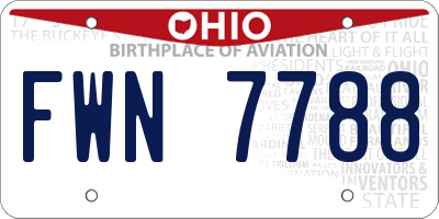OH license plate FWN7788