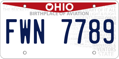OH license plate FWN7789