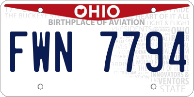 OH license plate FWN7794