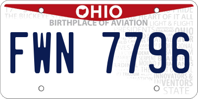 OH license plate FWN7796