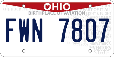 OH license plate FWN7807