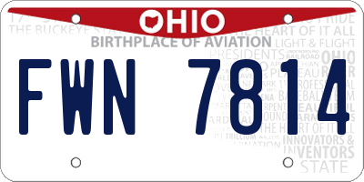 OH license plate FWN7814