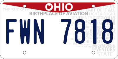 OH license plate FWN7818