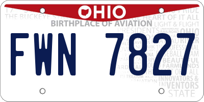 OH license plate FWN7827