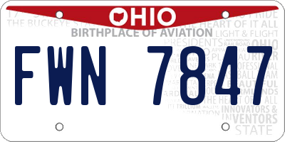 OH license plate FWN7847