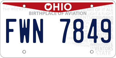 OH license plate FWN7849